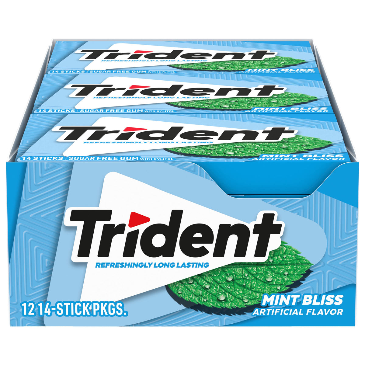 Trident Mint Bliss gum pack front view for fresh breath on the go