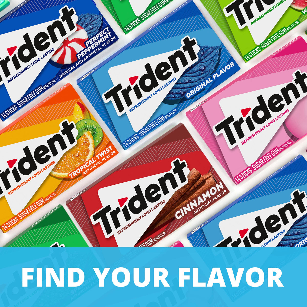 Trident Original Gum after-meal chew supports freshness.