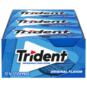 Trident Original Gum pack of 14 pieces for long-lasting fresh breath.