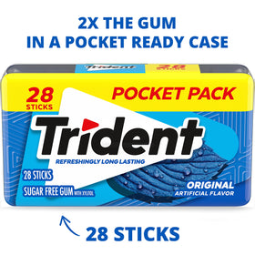 Hard-case pocket packs for travel and office freshness with Trident Original.