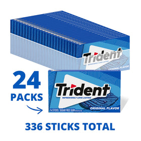 Individually wrapped Trident gum sticks ready for on-the-go use.