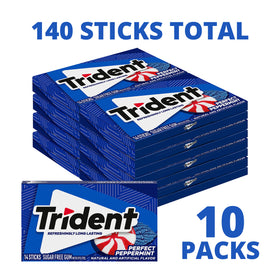 Individual Trident gum stick highlighting 14 pieces per pack for daily freshness
