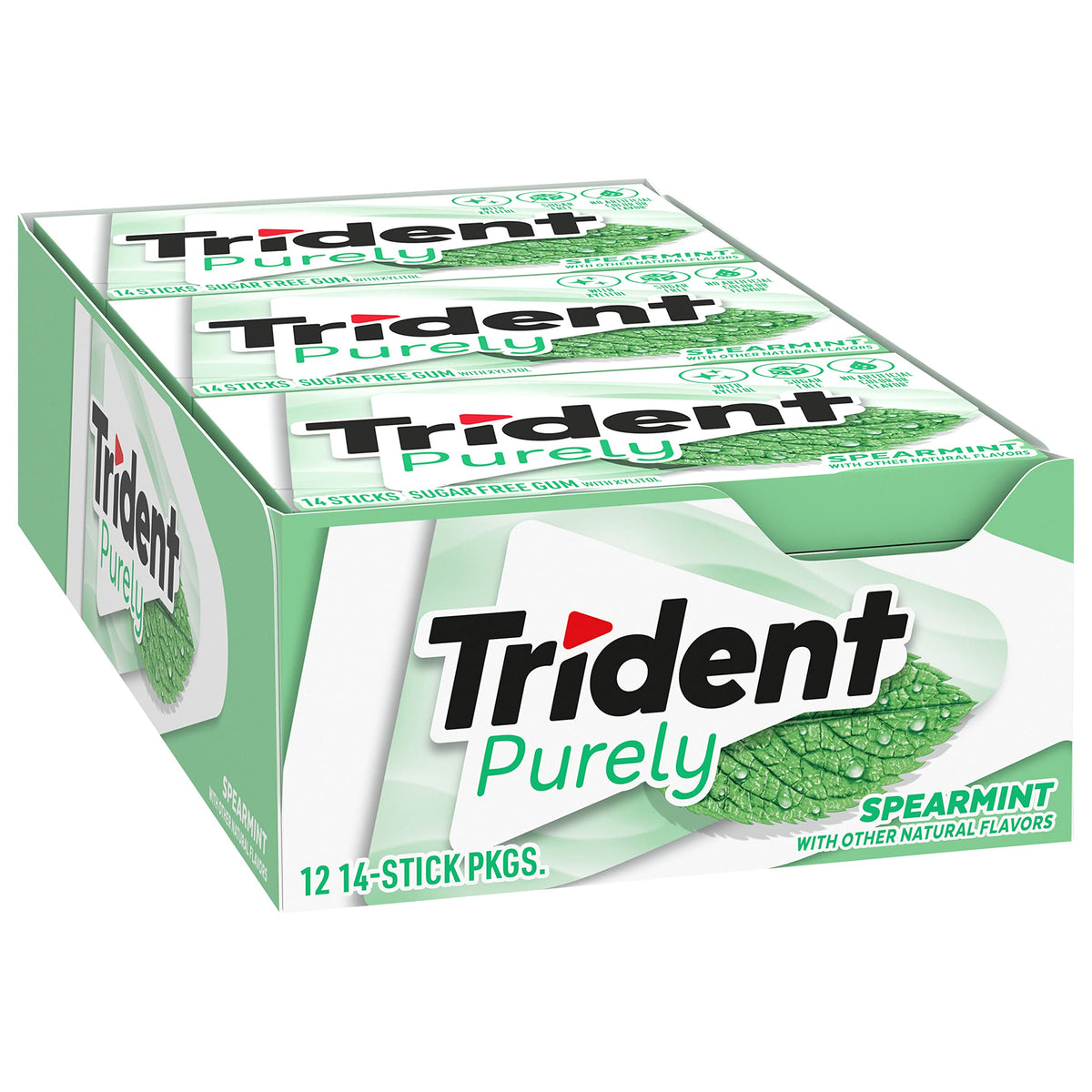 Trident Purely Spearmint gum car-travel-friendly keeps breath fresh during commutes.