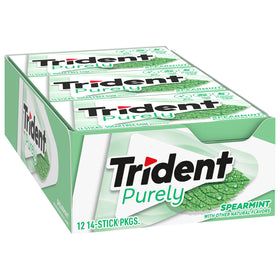 Trident Purely Spearmint gum car-travel-friendly keeps breath fresh during commutes.