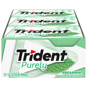 Trident Purely Spearmint gum pack-14-pieces keeps breath fresh for all-day use.