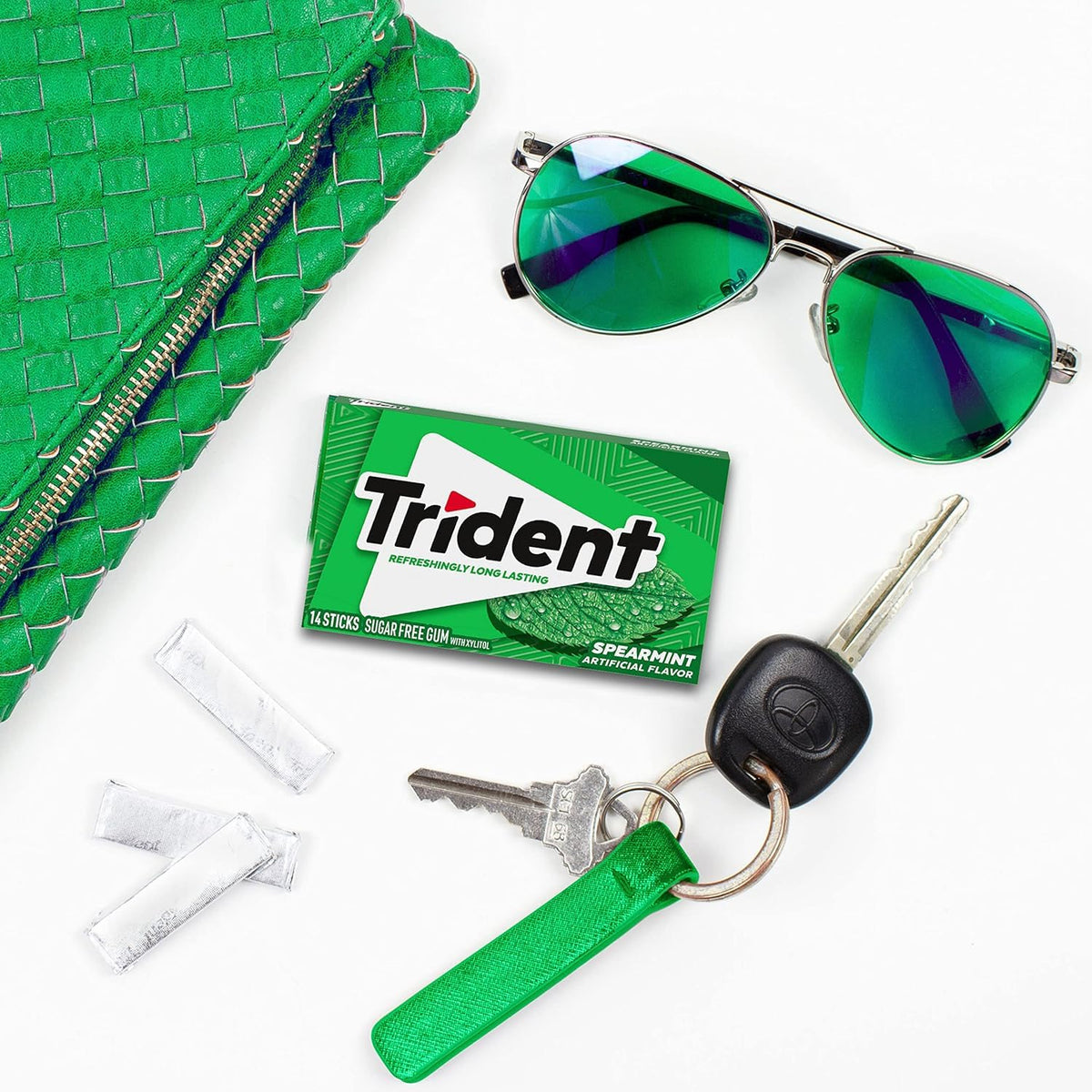 Trident Spearmint sugarfree gum on-the-go companion for school or work