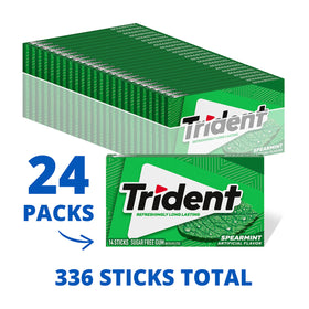 Trident Spearmint Sugar-Free Gum 14-piece packs shown for convenient pocket-ready freshness