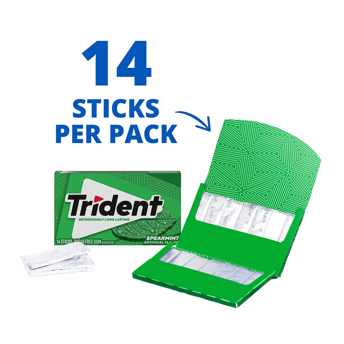 Bulk-pack display of Trident gum emphasizes value for home or office