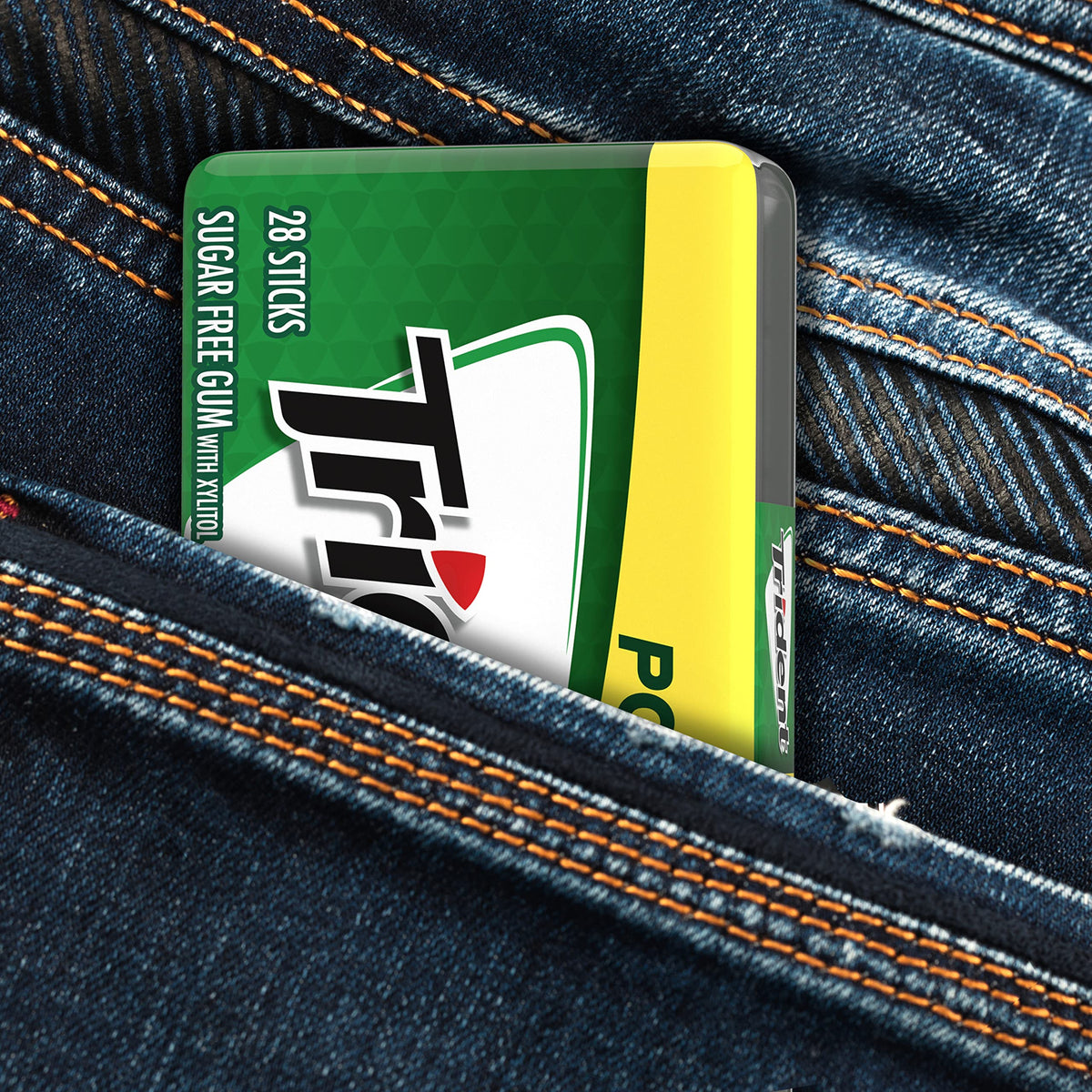Trident Spearmint Sugar-Free gum pack detail highlighting sugar-free mint freshness