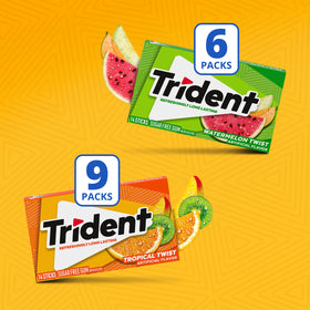 Trident Sugar-Free Gum bulk packaging label highlighting value