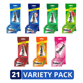 Trident sugar-free gum variety flavors display with six flavor lineup