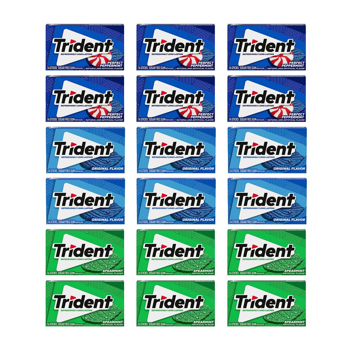 Trident Sugar-Free Gum Spearmint front bulk pack ideal for gifting and sharing
