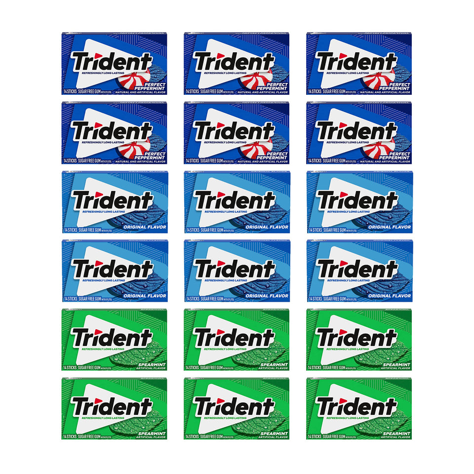 Trident Sugar-Free Gum Spearmint front bulk pack ideal for gifting and sharing