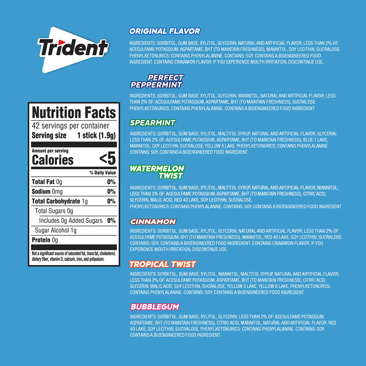 Trident tropical twist gum pack offering vibrant island-inspired flavor