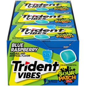 Trident Vibes Blue Raspberry gum helps refresh breath during busy days.