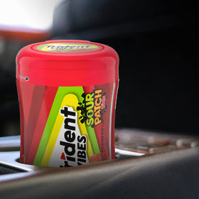 Trident Vibes Sour Patch Kids Redberry desk-setup suggests a midday refresh.