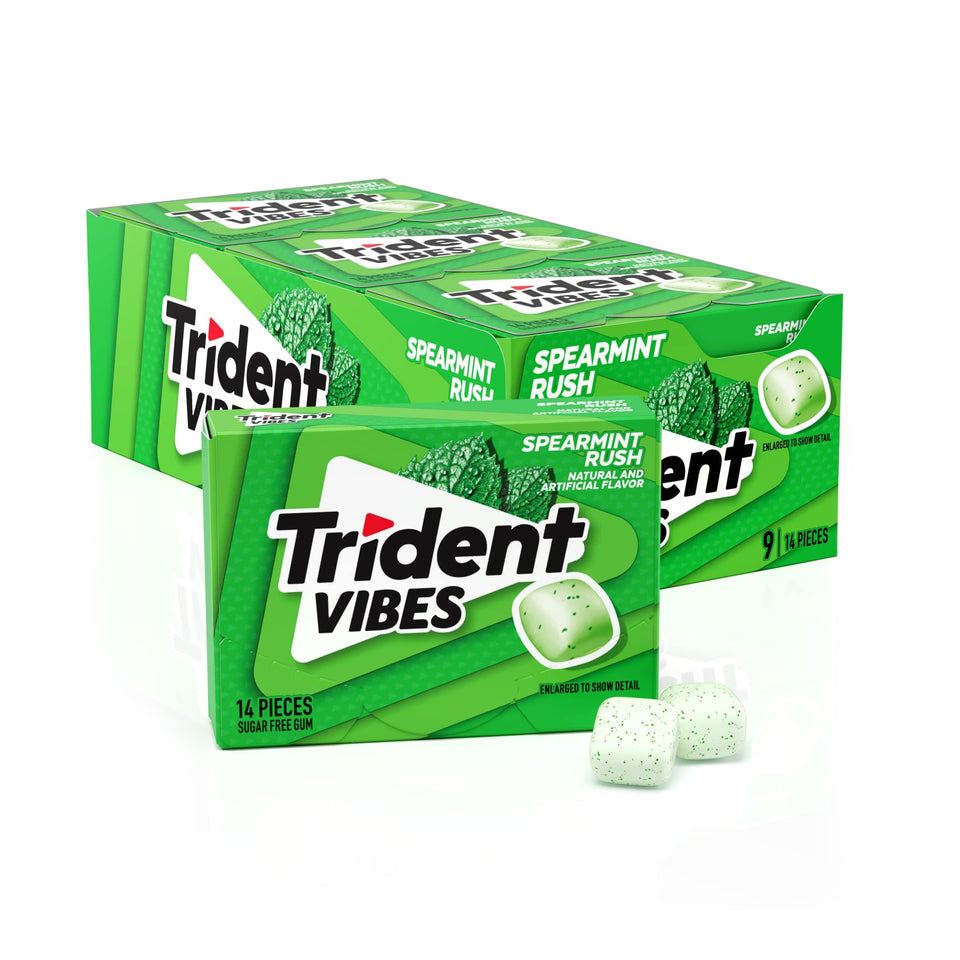 Trident Vibes Spearmint Rush bottle on the go offers long-lasting freshness.