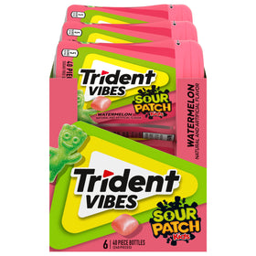 Trident Vibes Watermelon bottle shows convenient sugar-free gum for on-the-go freshness.