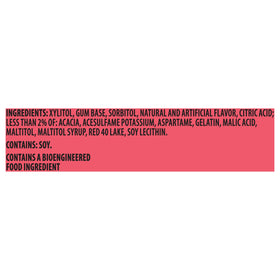 Trident Vibes Watermelon xylitol ingredient note supports sugar-free snacking.
