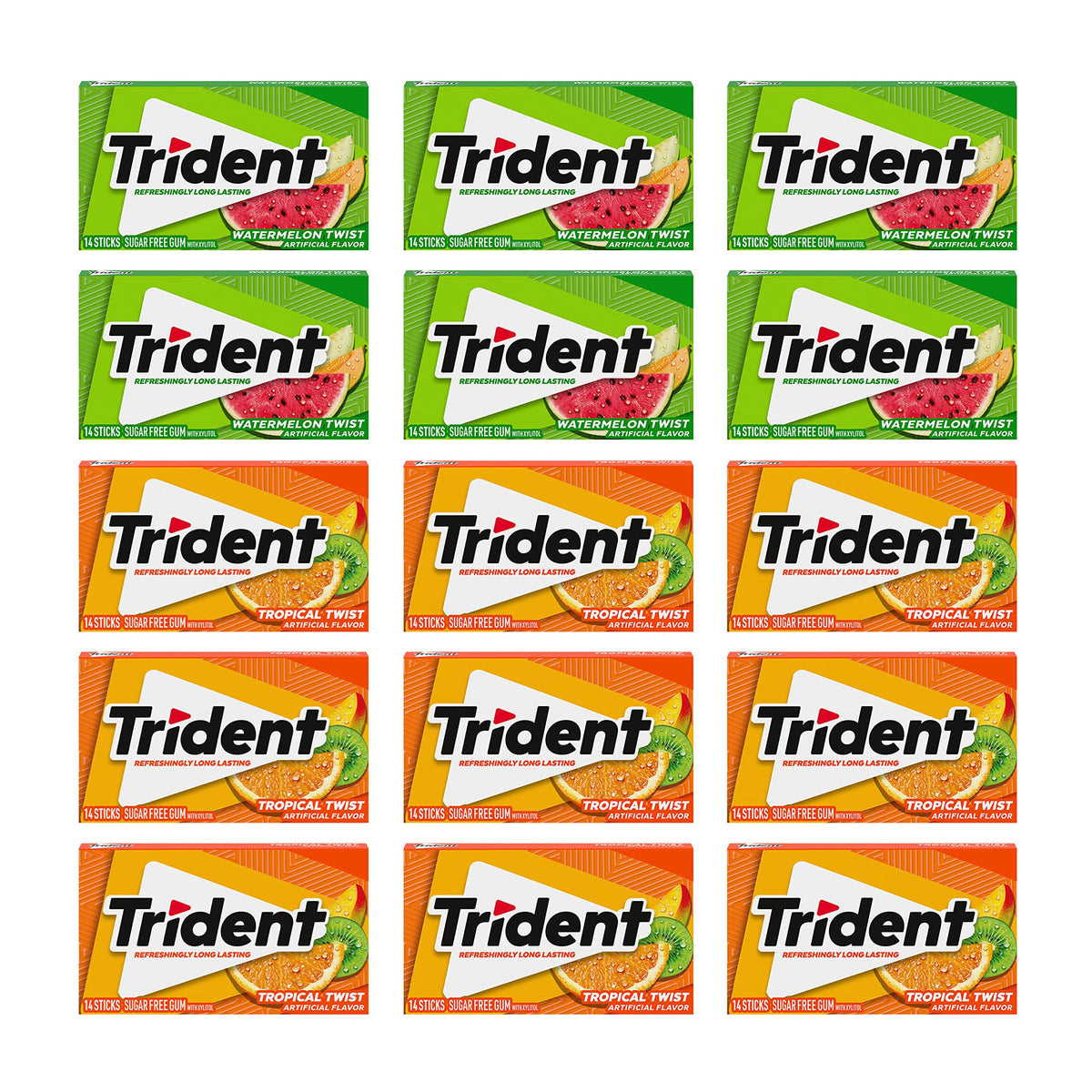 Trident Watermelon Twist bulk pack front view for quick, on-the-go freshness