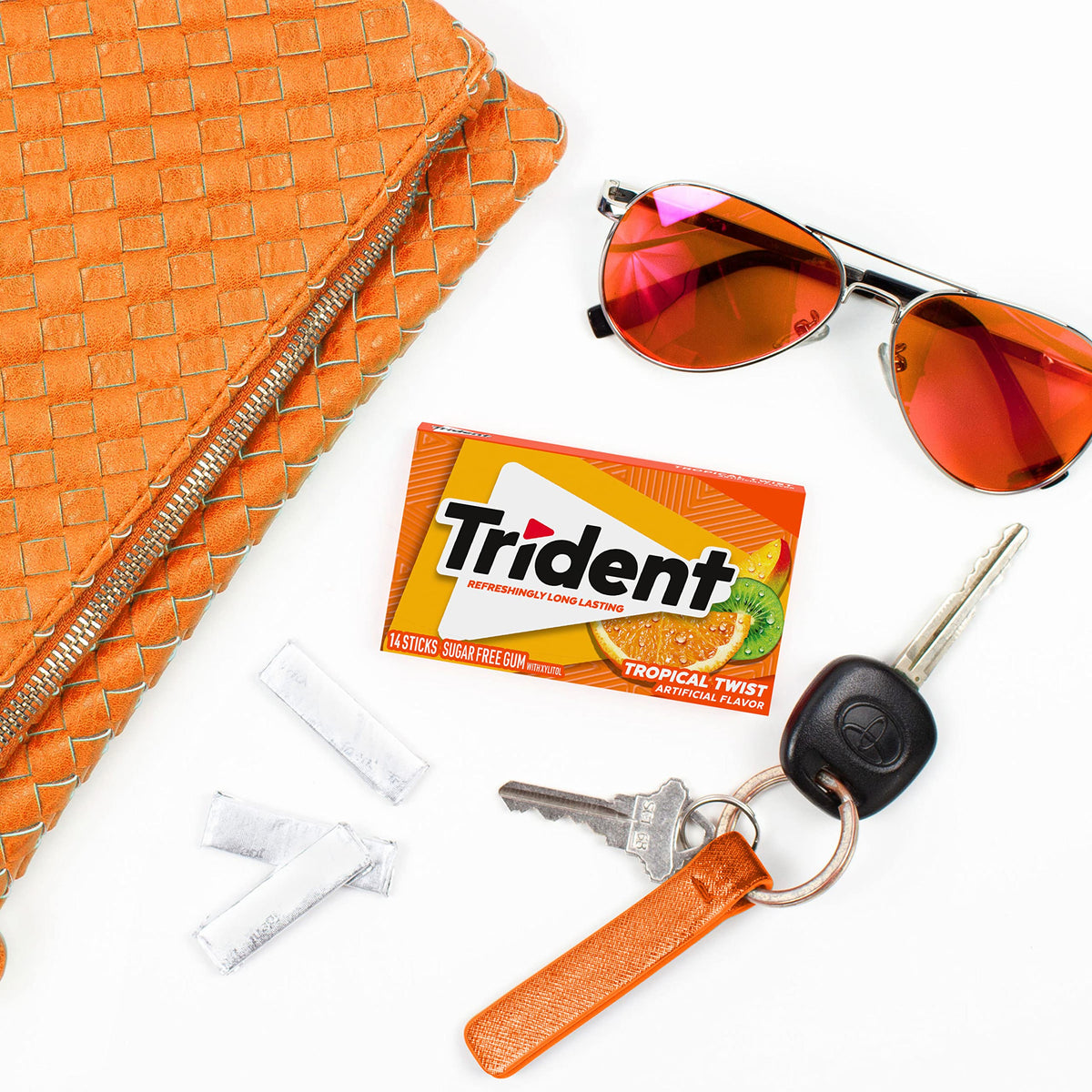 Trident Watermelon Twist gum in pocket case for travel freshness