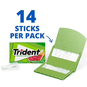 Trident Watermelon Twist gum pieces close-up ready to refresh