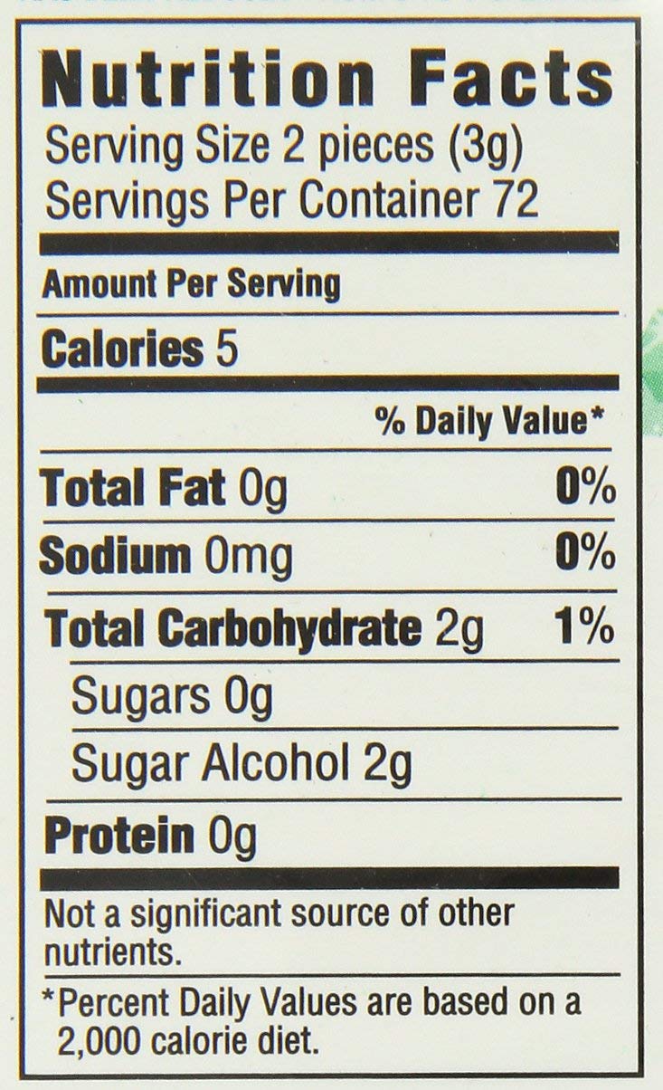 Trident White Gum Spearmint pack back emphasizing sugar-free convenience.