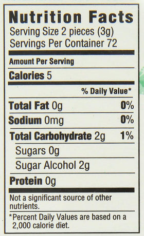 Trident White Gum Spearmint pack back emphasizing sugar-free convenience.