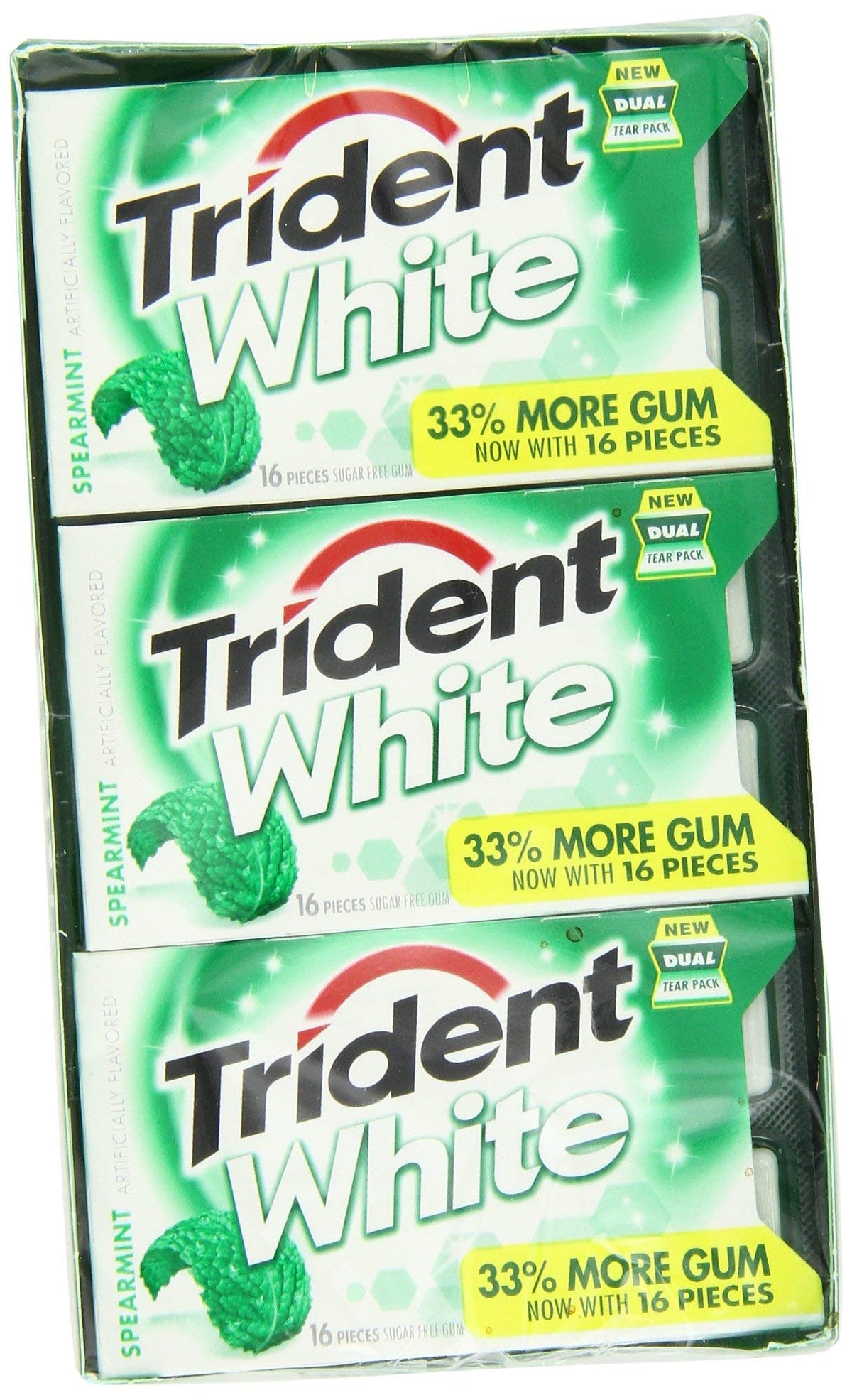 Trident White Gum Spearmint pack front showing compact, on-the-go freshness.
