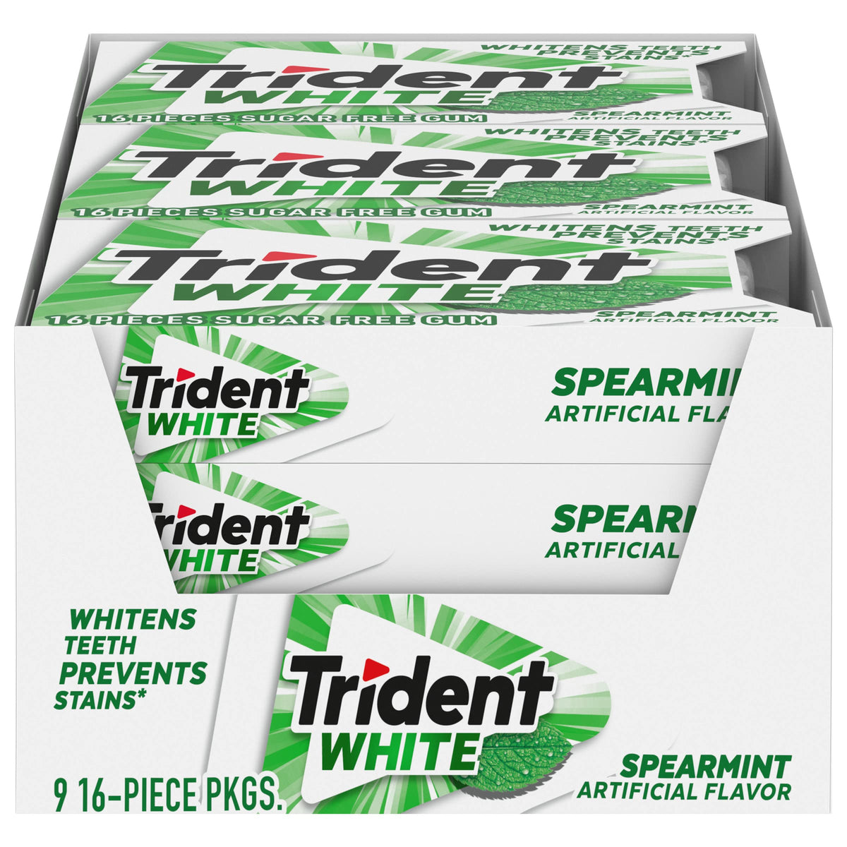 Trident White Spearmint gum 9-pack for bulk sharing and fresh breath.
