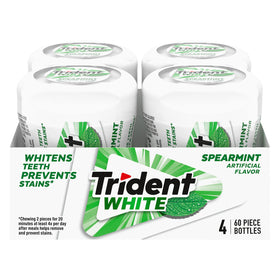 Trident White Spearmint gum bottles front for on-the-go freshness.