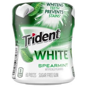 Gum dispenser of Trident White Spearmint gum showing after-meal refresh