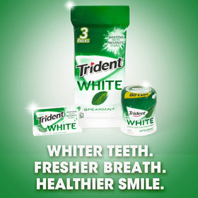 Trident White Spearmint gum in a bag for portable breath refreshment.