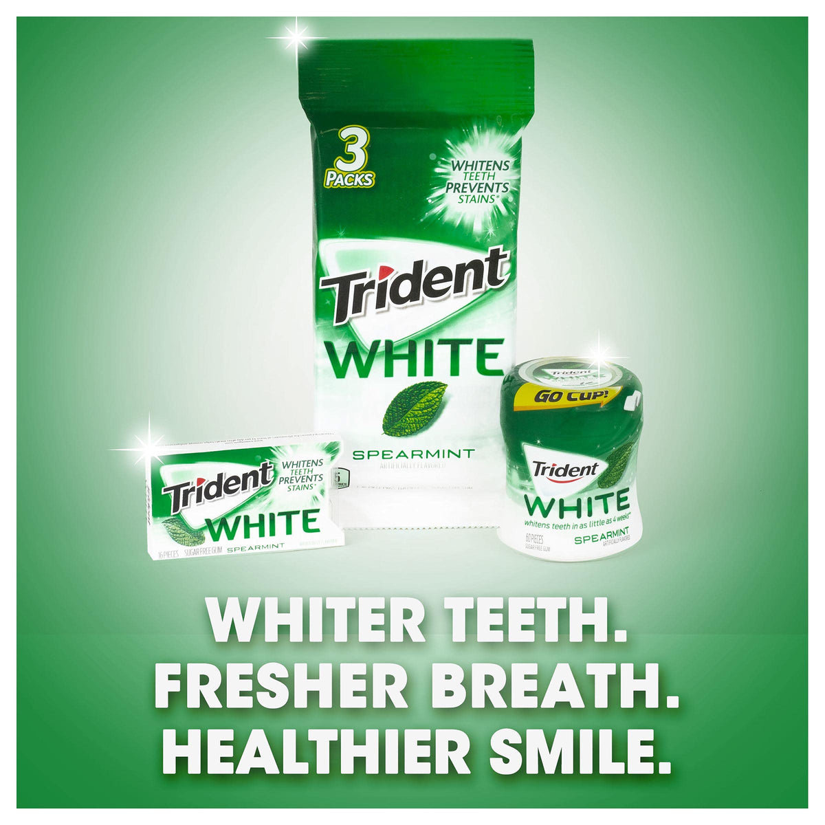 Trident White Spearmint gum minty freshness and cooling sensation