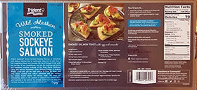 Trident Wild Alaskan Smoked Sockeye Salmon slices on plate highlight vibrant color and ready-to-eat convenience.