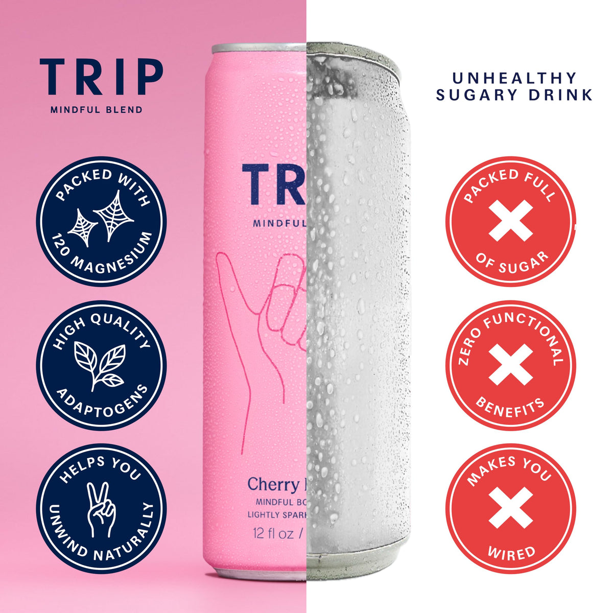 TRIP Glass with Cherry Lemon sparkling beverage on ice