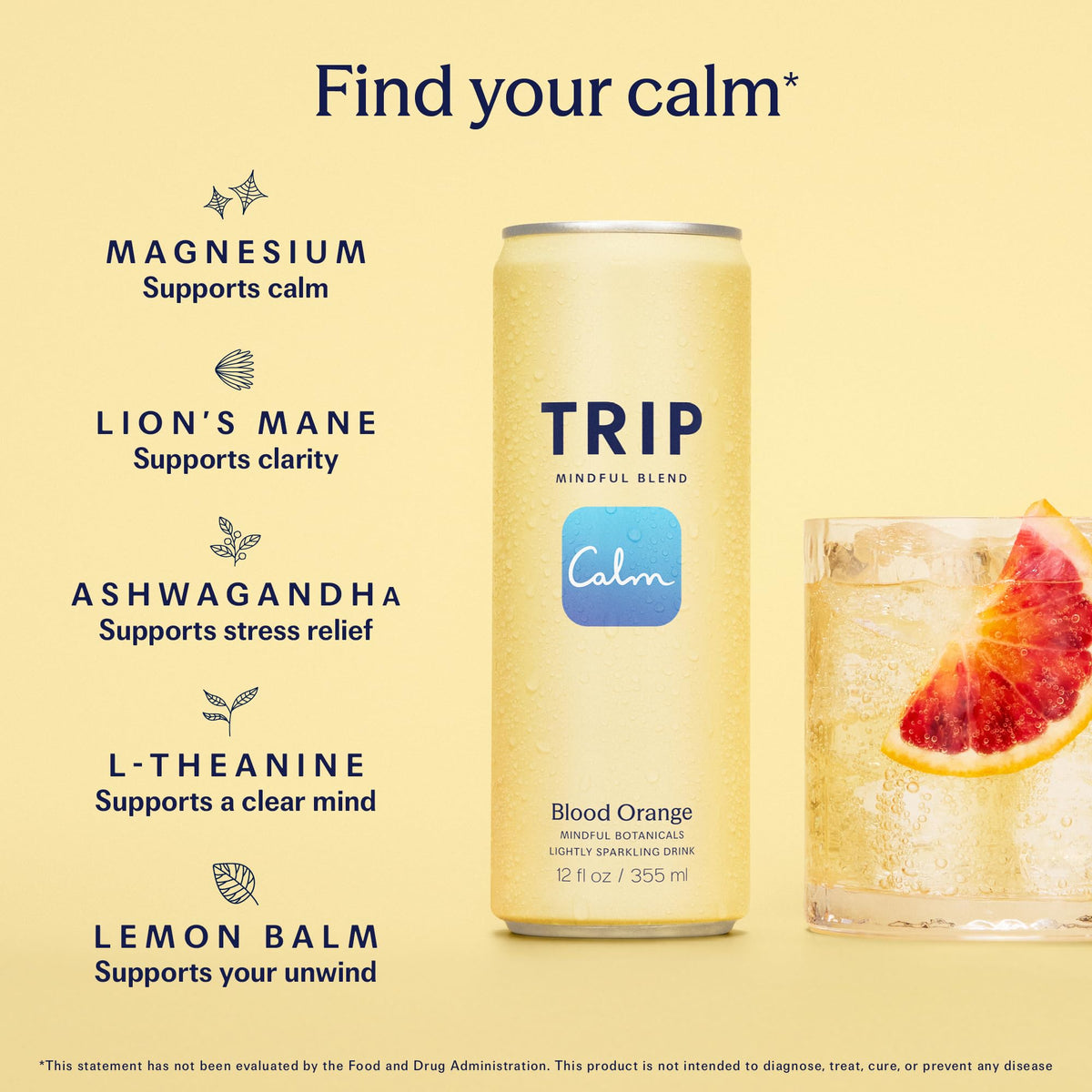 TRIP bottle pouring into glass, refreshing zero-alcohol option.