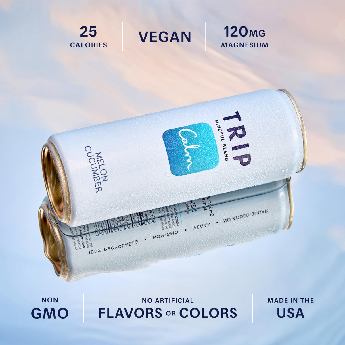 TRIP Lightly Sparkling glass with ice suggests a crisp, versatile mocktail