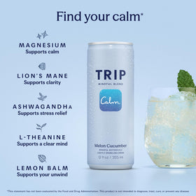 TRIP Melon Cucumber pour shows sparkling lift for a casual mocktail.