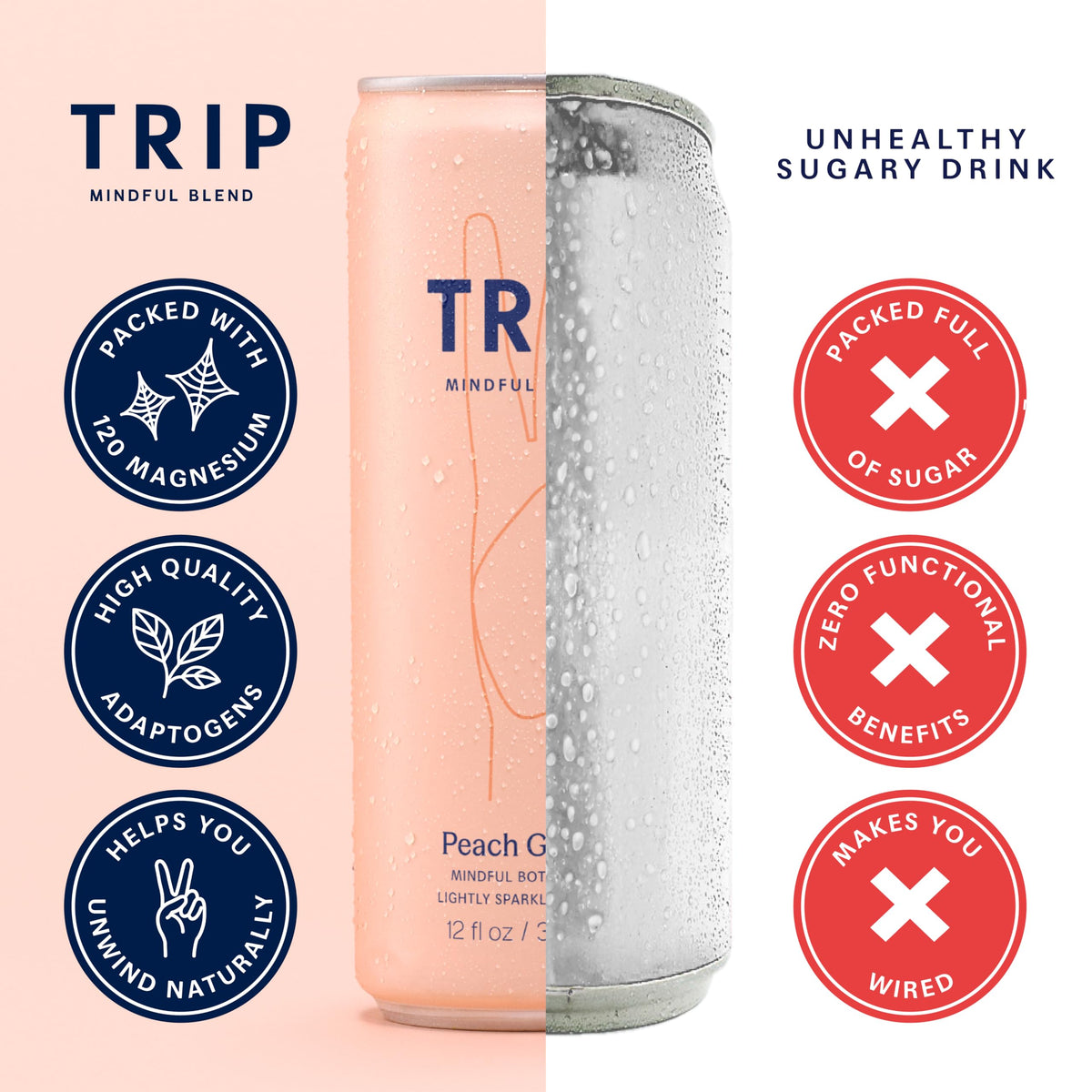 TRIP No added sugar badge signals light, guilt-free indulgence.