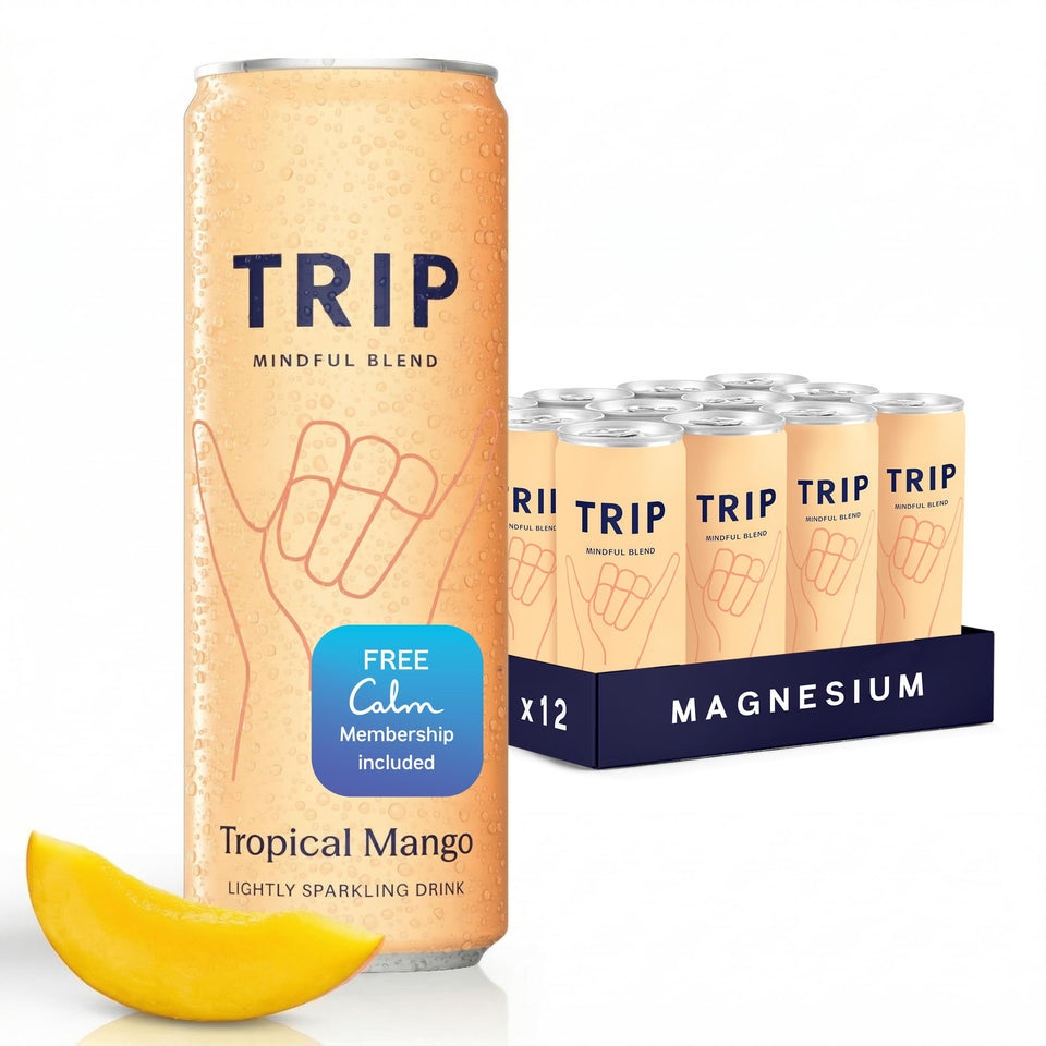TRIP tropical mango can front view showing calm, non-alcoholic refreshment