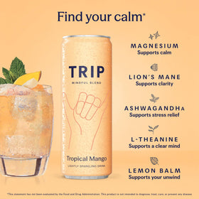 TRIP tropical mango can tilted for easy grab and sip