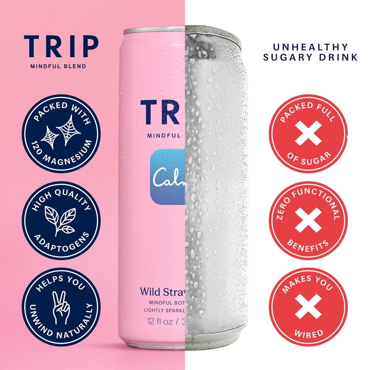 TRIP Lightly Sparkling Wild Strawberry bubbles in a chilled glass evoke refreshment