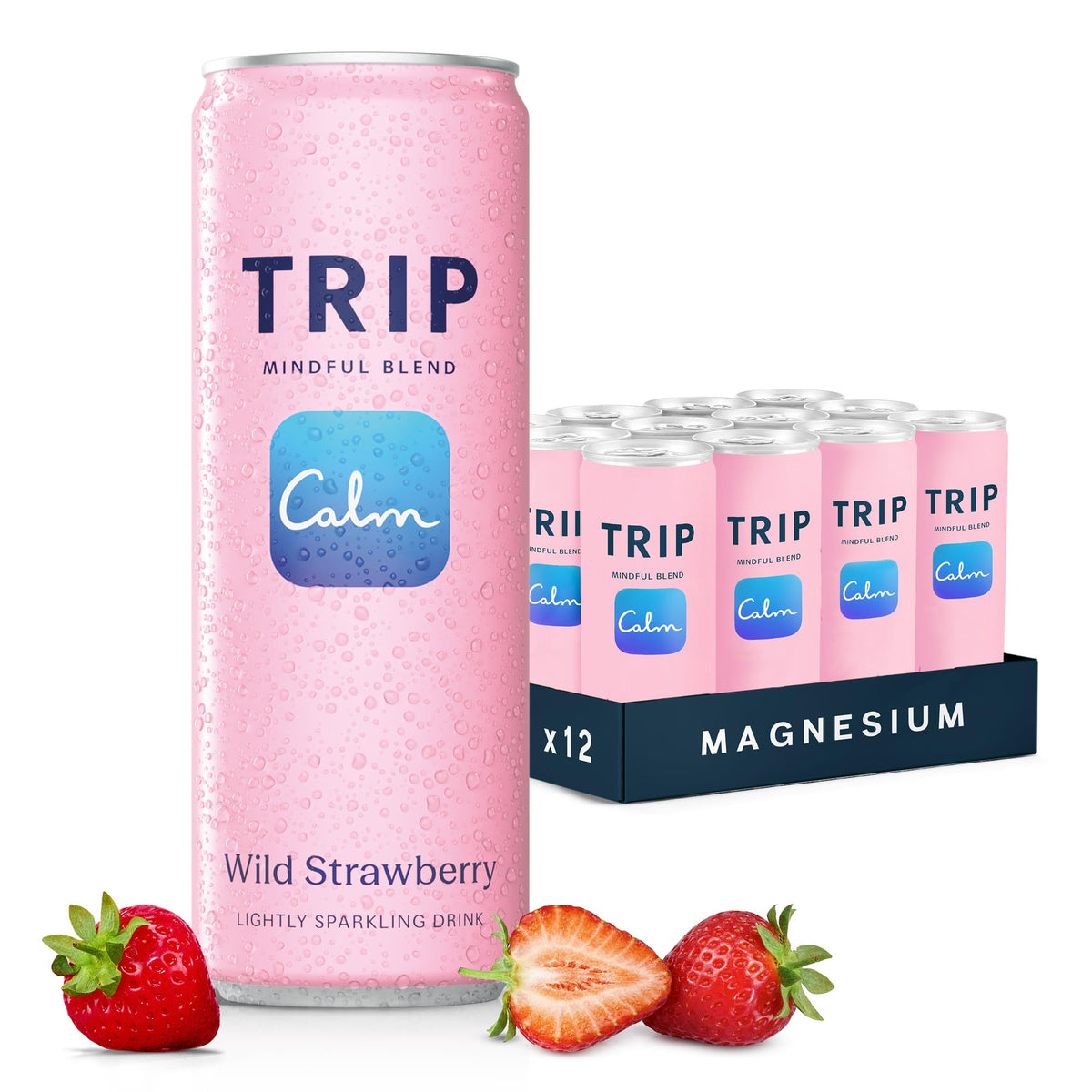 TRIP Lightly Sparkling Wild Strawberry can front for a refreshing, low-calorie mocktail option