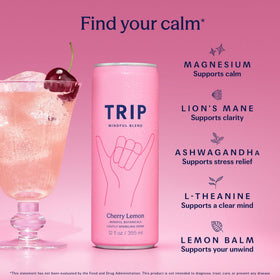 TRIP Mindful Blend can displays ingredients for natural, focused energy