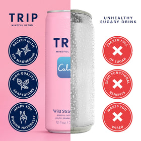 TRIP Mindful Blend pack shot conveys a convenient 12-pack for on-demand refreshment