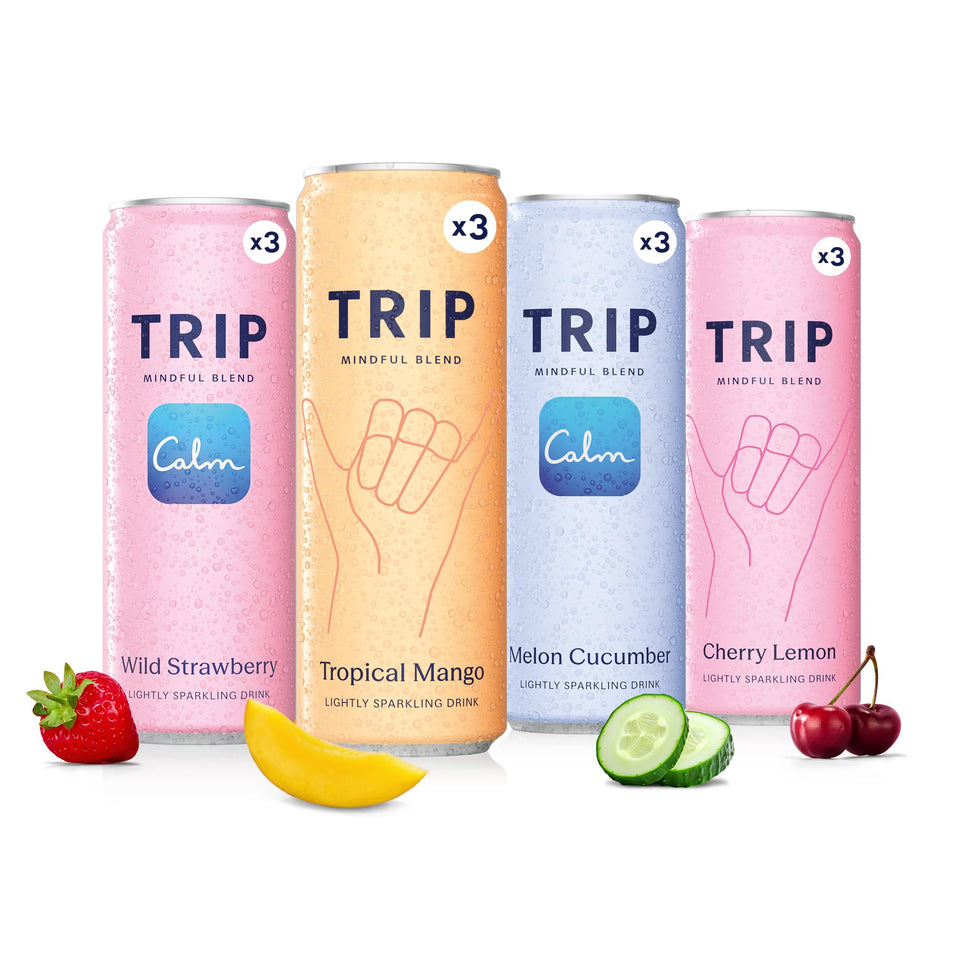 TRIP Mindful Blend tropical mango can shows a refreshing mocktail option