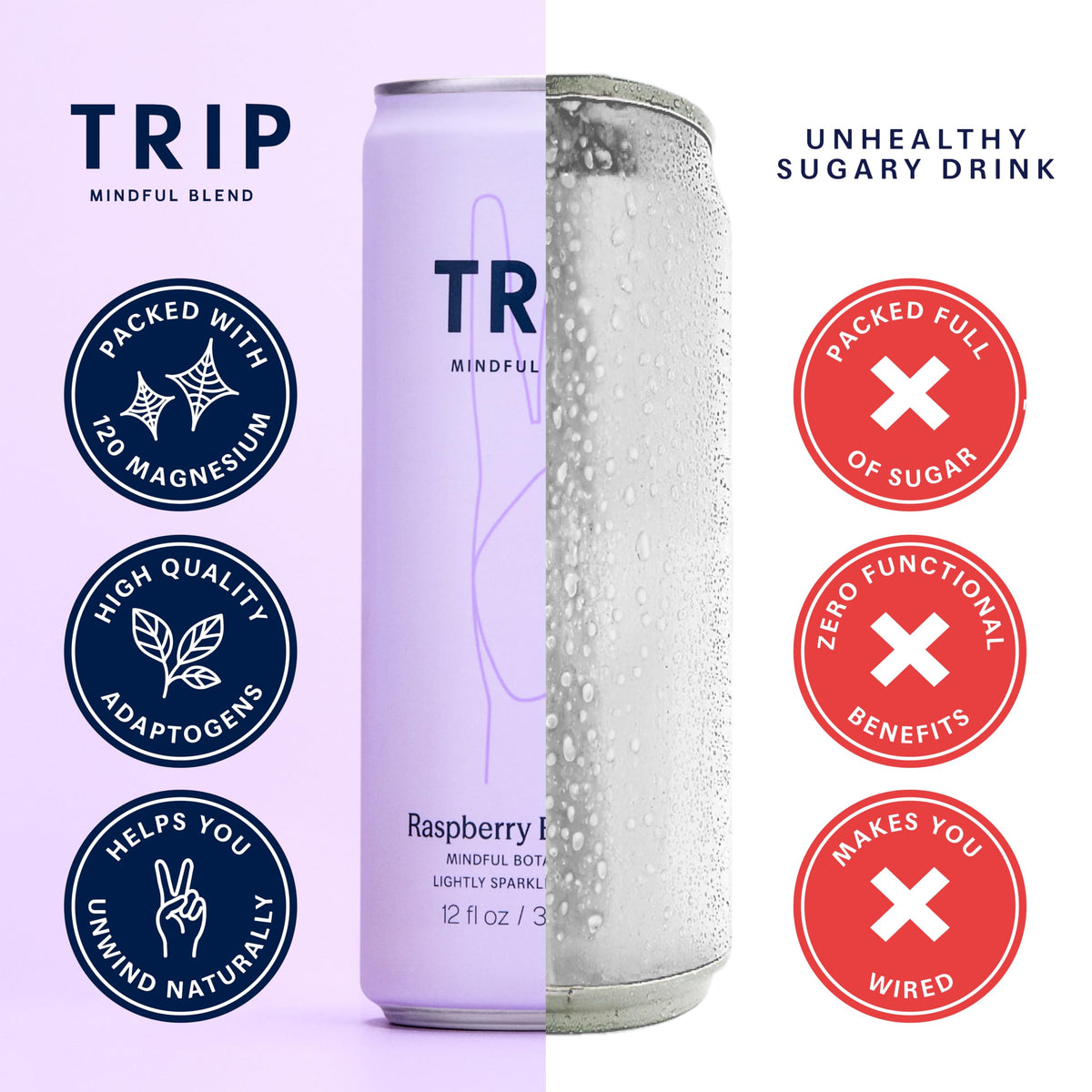 TRIP Raspberry Blossom glass serves a refreshing non alcoholic option for breaks