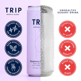 TRIP Raspberry Blossom glass serves a refreshing non alcoholic option for breaks