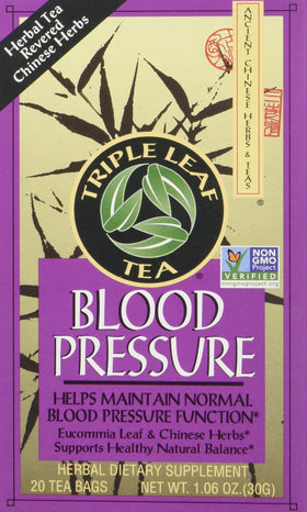 Triple Leaf Blood Pressure Tea Bags in cup, for a daily ritual potentially supporting normal blood pressure